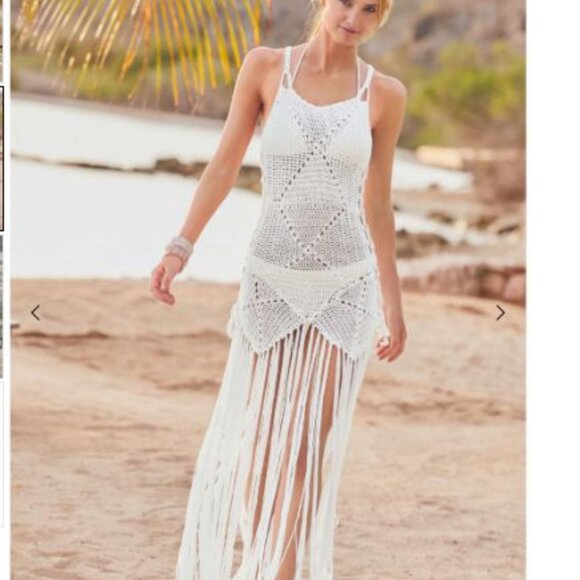 Venus White Crochet Maxi Coverup  sz Sm/Med - Picture 3 of 6